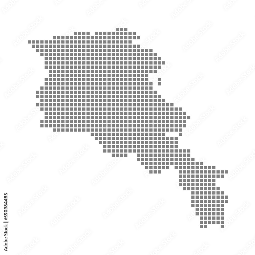 Pixel map of Armenia. dotted map of Armenia isolated on white background. Abstract computer graphic of map.