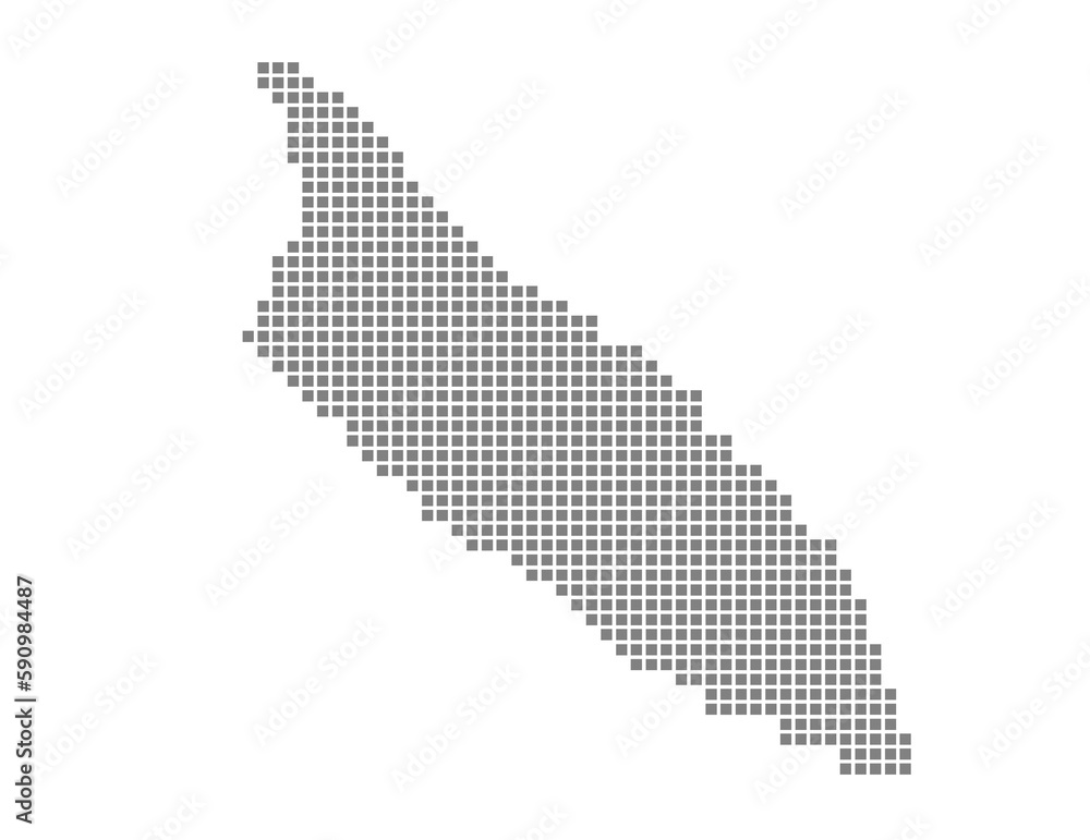 Pixel map of Aruba. dotted map of Aruba isolated on white background. Abstract computer graphic of map.