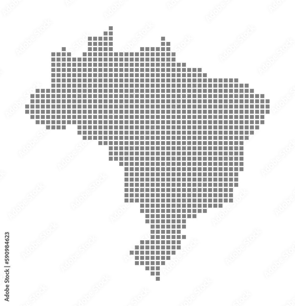 Pixel map of Brazil. dotted map of Brazil isolated on white background. Abstract computer graphic of map. Pixel map of Brazil. dotted map of Brazil isolated on white background. Abstract computer graphic of map.
