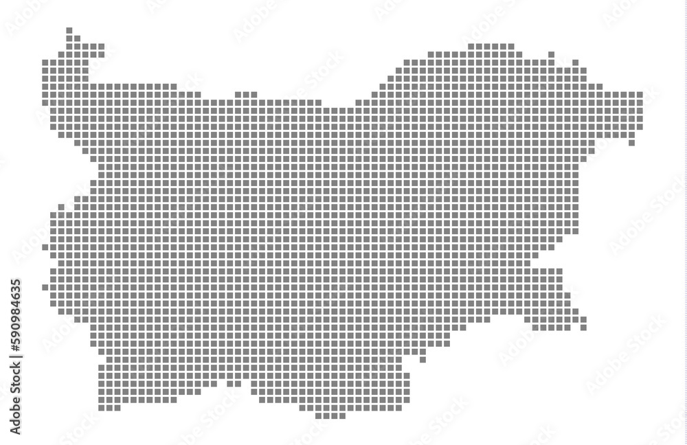 Pixel map of Bulgaria. dotted map of Bulgaria isolated on white background. Abstract computer graphic of map. Pixel map of Bulgaria. dotted map of Bulgaria isolated on white background. Abstract computer graphic of map.
