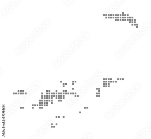 Pixel map of British Virgin Islands. dotted map of British isolated on white background. Abstract computer graphic of map.