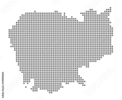 Pixel map of Cambodia. dotted map of Cambodia isolated on white background. Abstract computer graphic of map.
