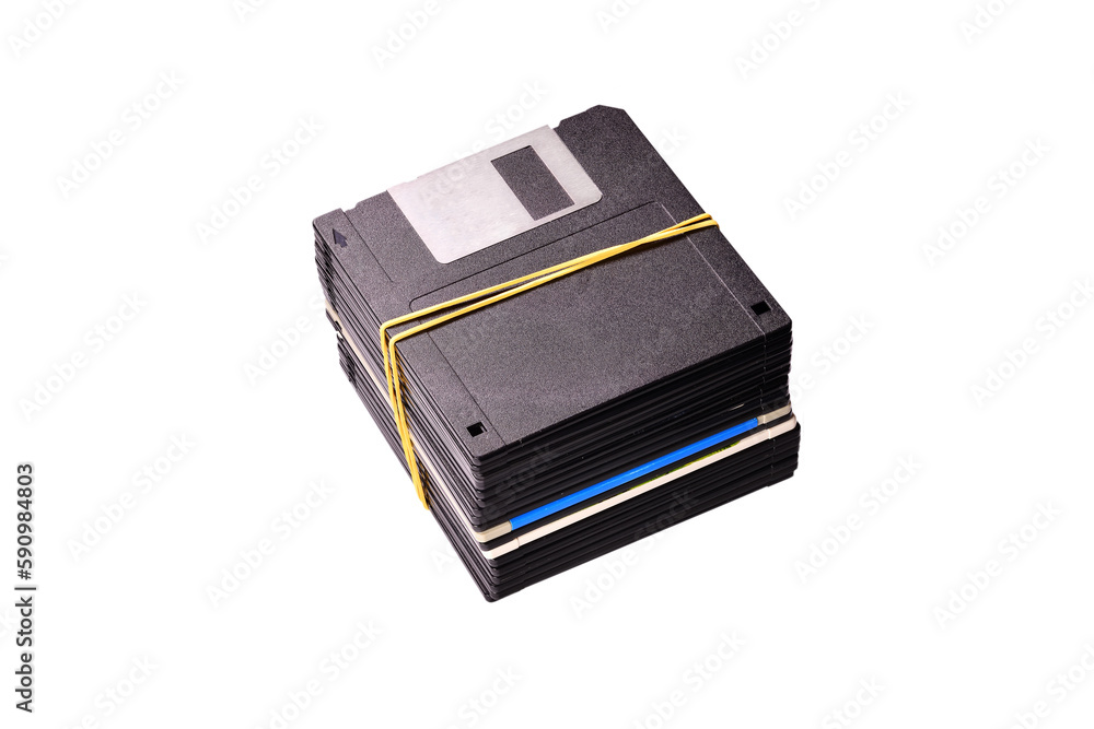 Floppy disk drives osplated on white background Floppy disk drives osplated on white background