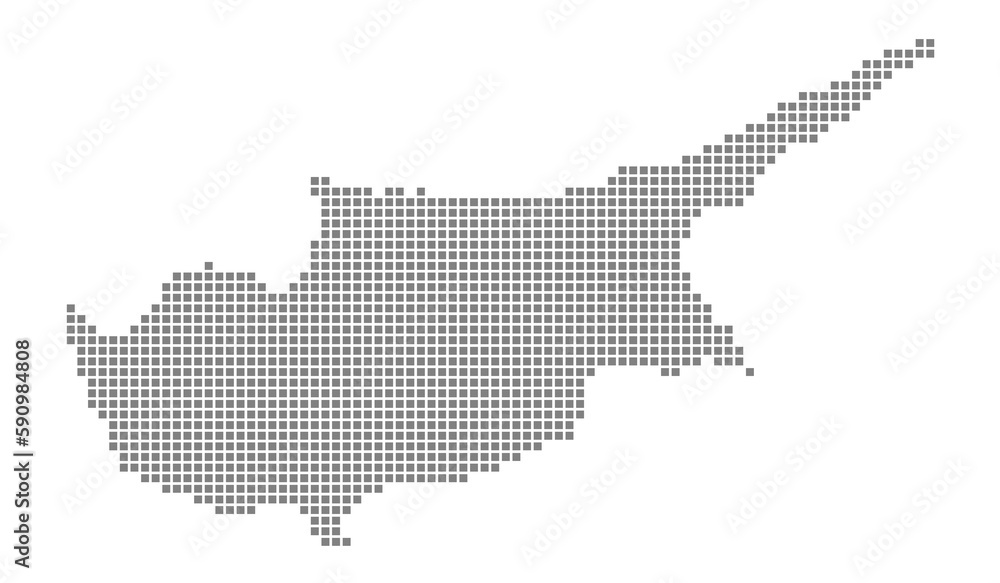 Pixel map of Cyprus. dotted map of Cyprus isolated on white background. Abstract computer graphic of map.