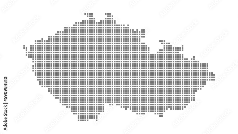 Pixel map of Czech Republic. dotted map of Czech  isolated on white background. Abstract computer graphic of map.
