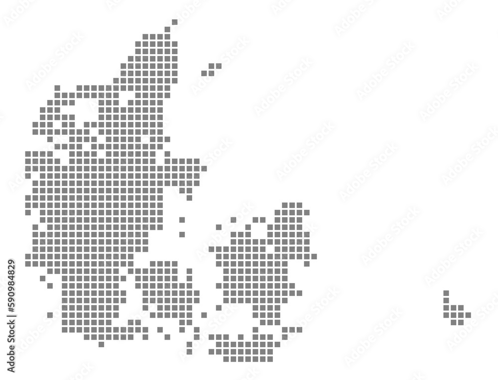 Pixel map of Denmark. dotted map of Denmark isolated on white background. Abstract computer graphic of map.