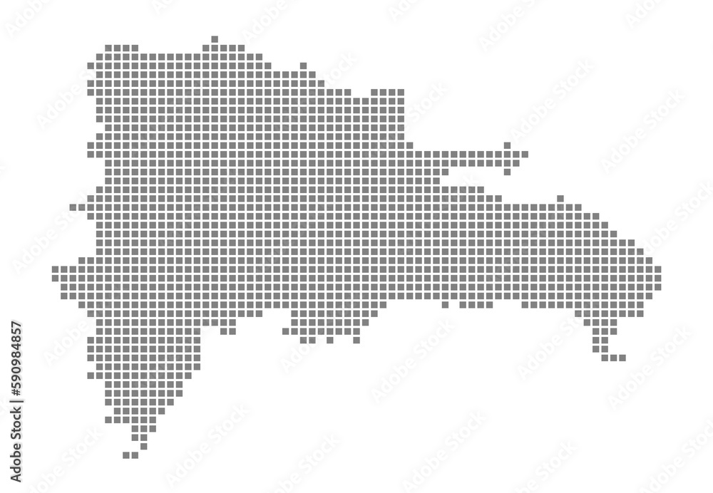Pixel map of Dominican Republic. dotted map of Dominican  isolated on white background. Abstract computer graphic of map.