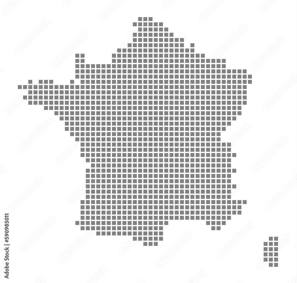 Pixel map of France. dotted map of France isolated on white background. Abstract computer graphic of map.