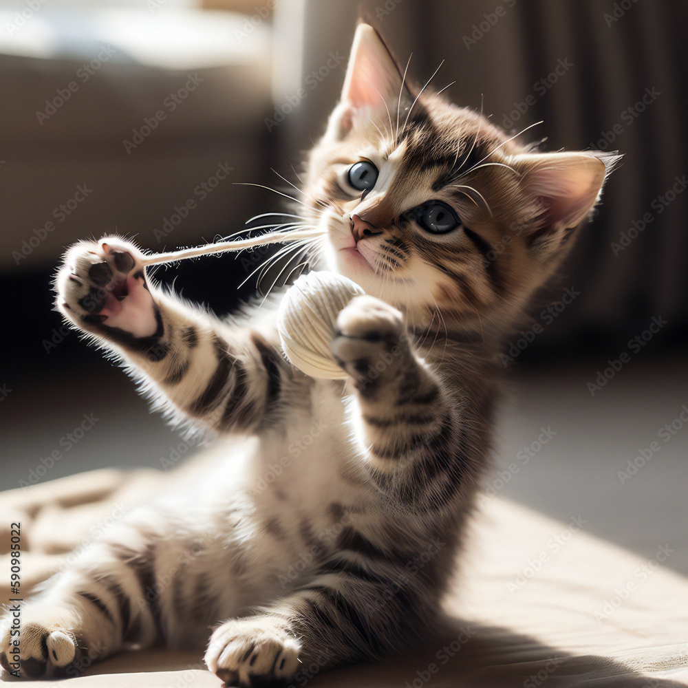 Naklejka premium cute kitten image created with Generative AI technology