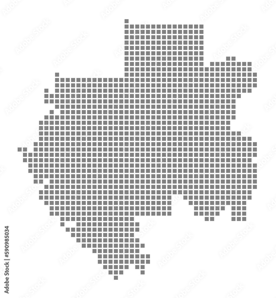 Pixel map of Gabon. dotted map of Gabon isolated on white background. Abstract computer graphic of map.