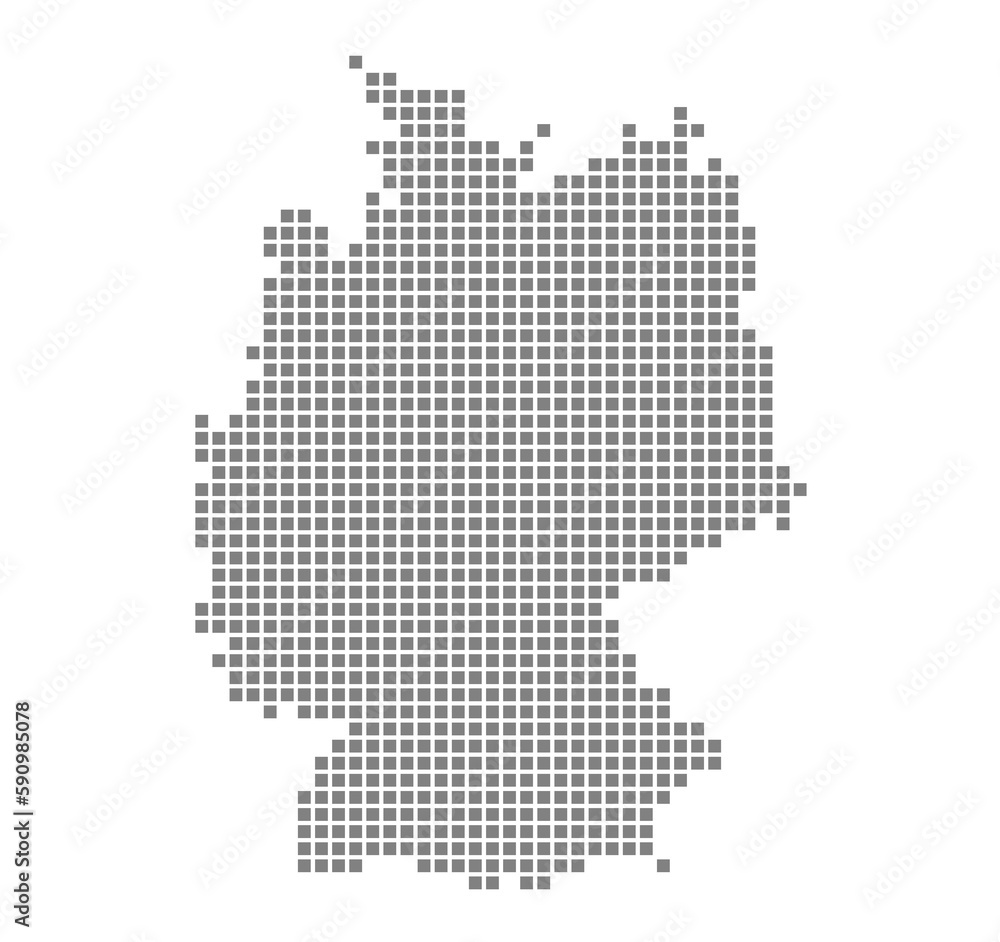 Pixel map of Germany. dotted map of Germany isolated on white background. Abstract computer graphic of map.