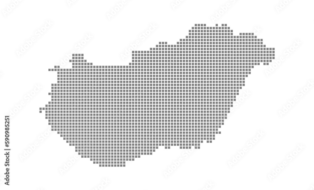 Pixel map of Hungary. dotted map of Hungary isolated on white background. Abstract computer graphic of map.