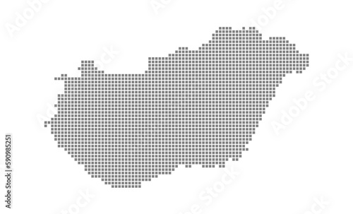 Pixel map of Hungary. dotted map of Hungary isolated on white background. Abstract computer graphic of map.