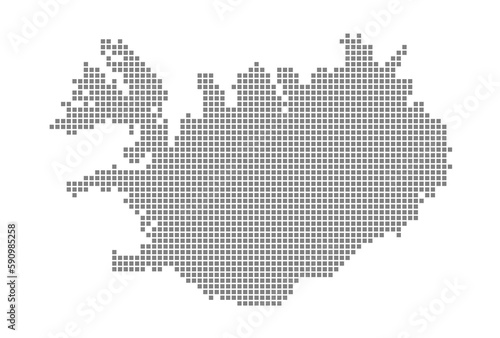 Pixel map of Iceland. dotted map of Iceland isolated on white background. Abstract computer graphic of map.