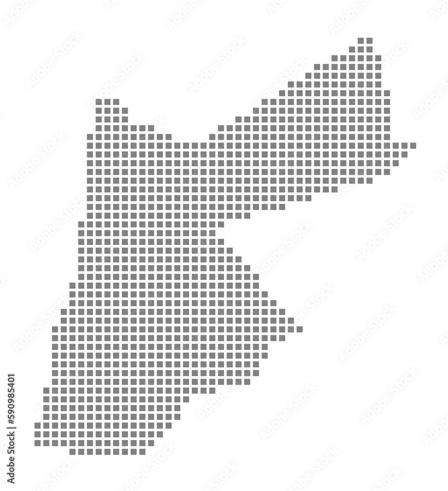 Pixel map of Jordan. dotted map of Jordan isolated on white background. Abstract computer graphic of map.