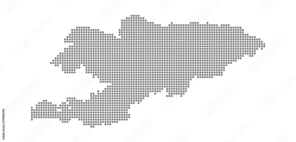 Pixel map of Kyrgyzstan. dotted map of Kyrgyzstan isolated on white background. Abstract computer graphic of map.