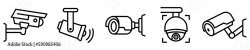 Conjunto de iconos de cámaras de seguridad. Concepto de tecnología y privacidad. Cámaras de vigilancia. Ilustración vectorial