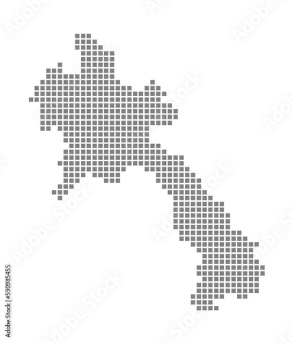 Pixel map of Laos. dotted map of Laos isolated on white background. Abstract computer graphic of map.
