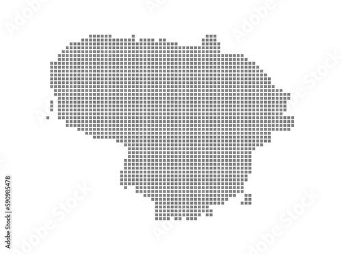 Pixel map of Lithuania. dotted map of Lithuania isolated on white background. Abstract computer graphic of map.