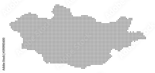 Pixel map of Mongolia. dotted map of Mongolia isolated on white background. Abstract computer graphic of map.