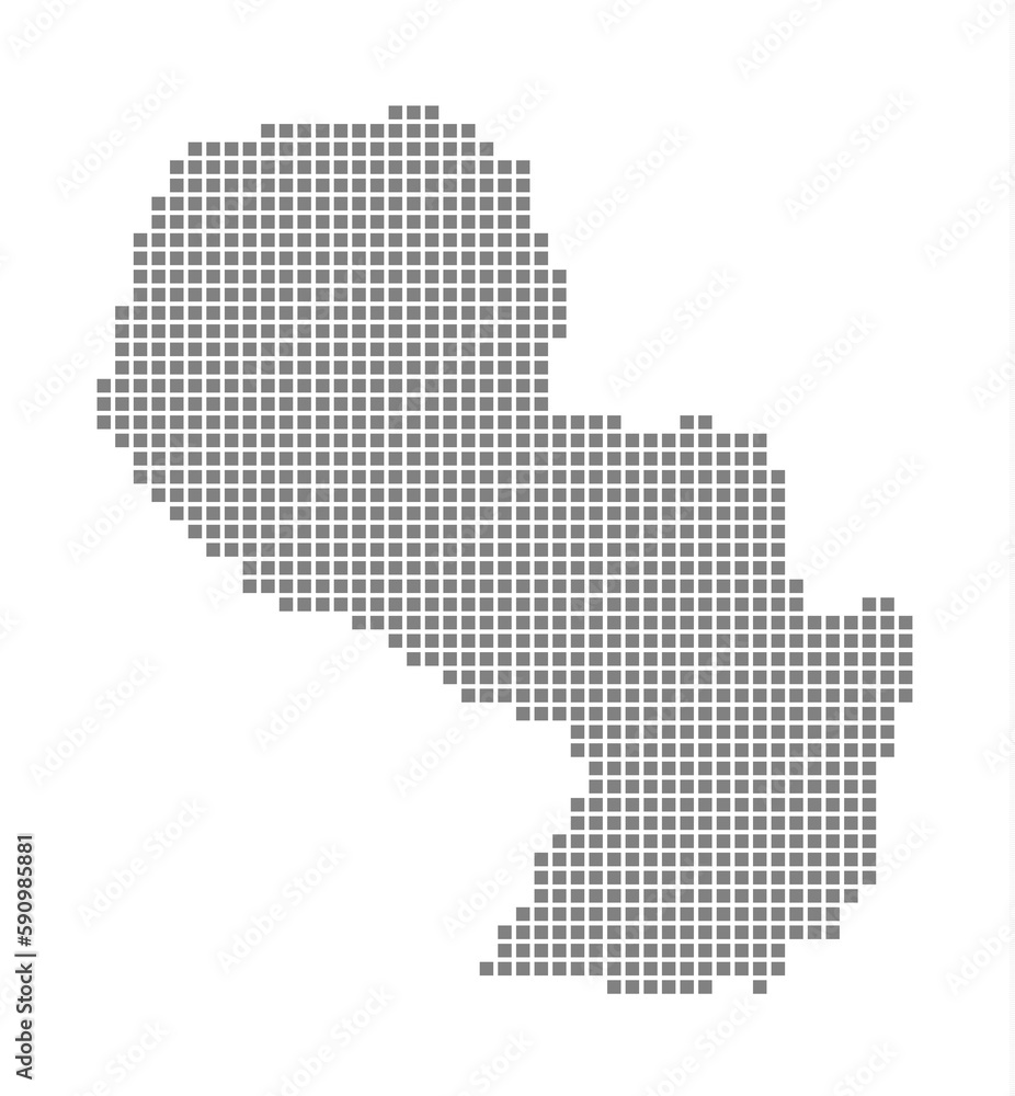 Pixel map of Paraguay. dotted map of Paraguay isolated on white background. Abstract computer graphic of map.
