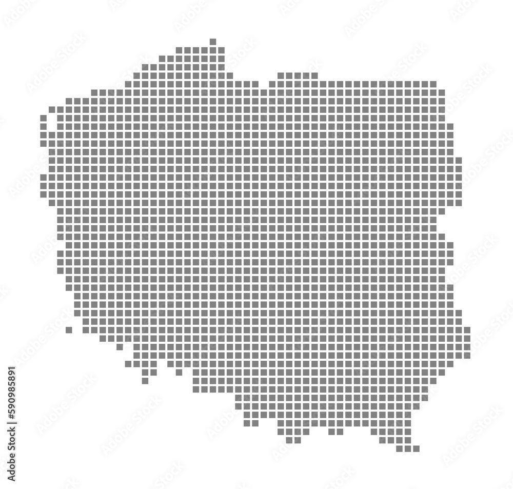 Pixel map of Poland. dotted map of Poland isolated on white background. Abstract computer graphic of map. Pixel map of Poland. dotted map of Poland isolated on white background. Abstract computer graphic of map.