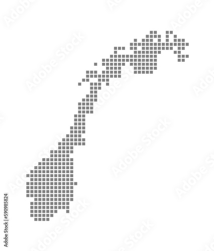 Pixel map of Norway. dotted map of Norway isolated on white background. Abstract computer graphic of map.