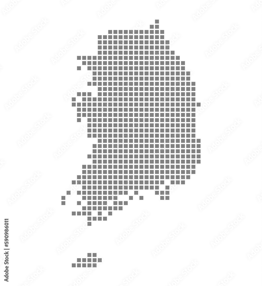 ภาพประกอบสต็อก Pixel map of South Korea. dotted map of South Korea ...