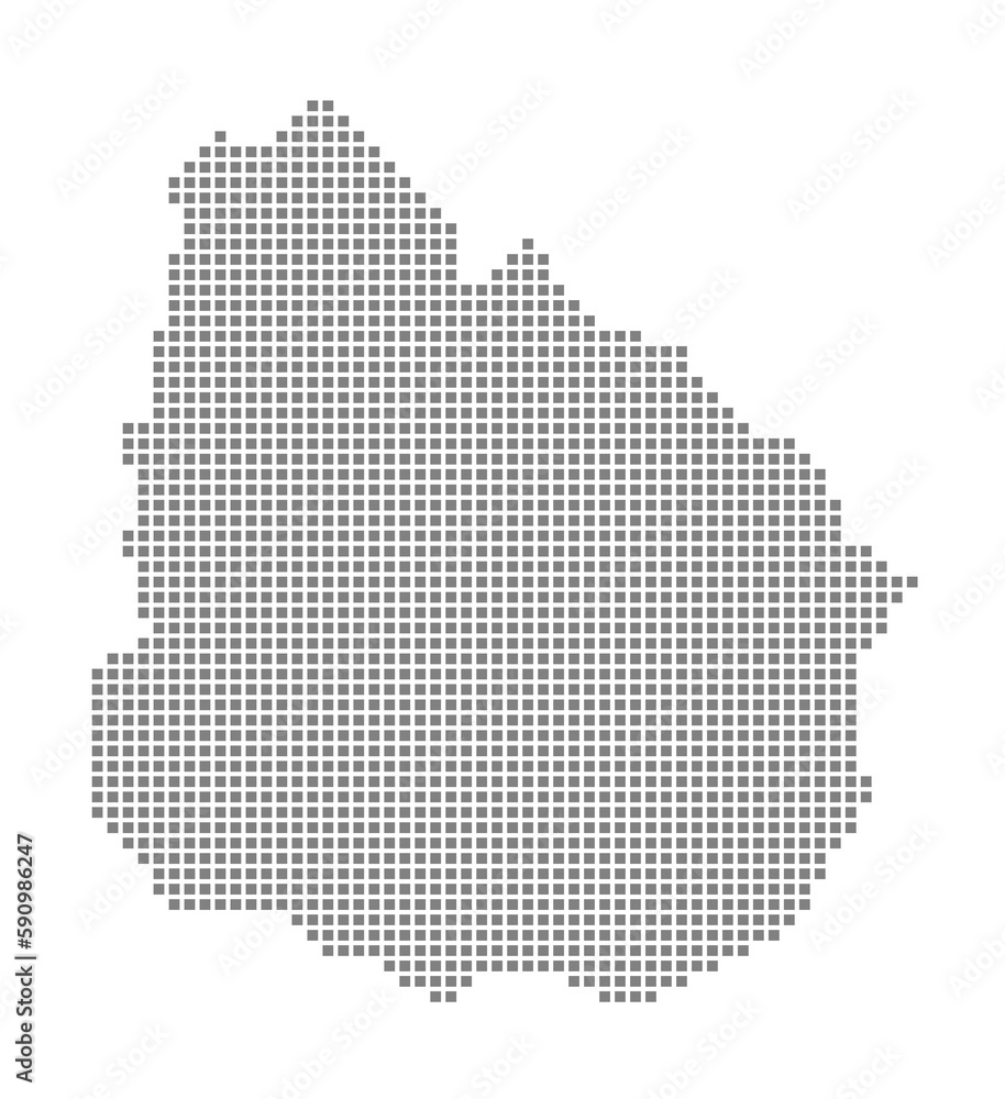 Pixel map of Uruguay. dotted map of Uruguay isolated on white background. Abstract computer graphic of map.