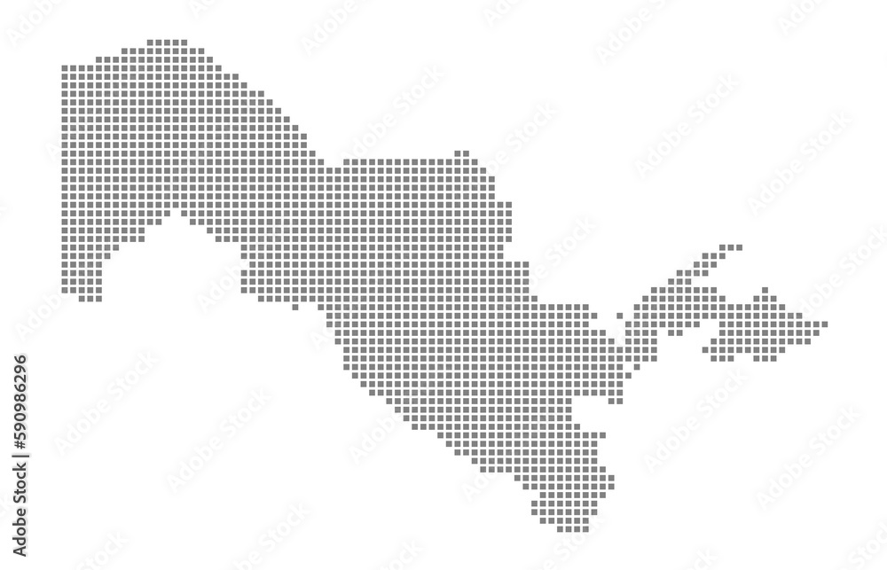 Pixel map of Uzbekistan. dotted map of Uzbekistan isolated on white background. Abstract computer graphic of map.