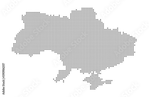 Pixel map of Ukraine. dotted map of Ukraine isolated on white background. Abstract computer graphic of map.