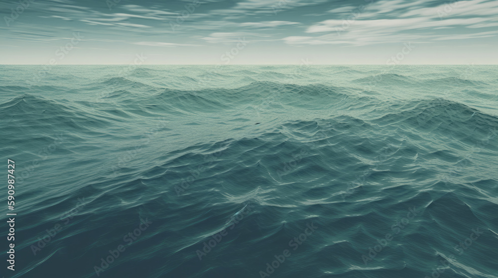 Muted ocean waves computer wallpaper, generative ai