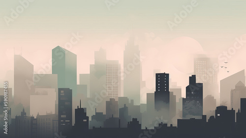 Low fidelity style muted cityscape abstract computer wallpaper  generative ai