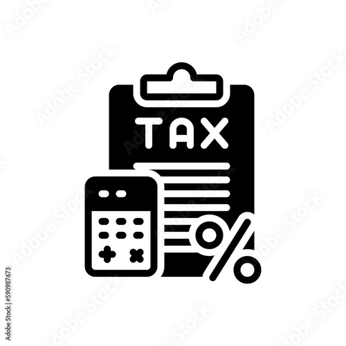 Black solid icon for taxes 