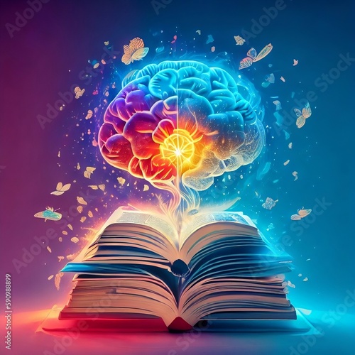 Ilustracja kolab, inteligencja nauka, magia, mózg