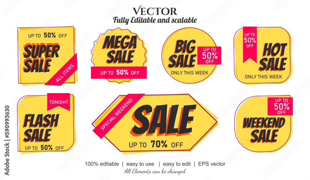Naklejka premium Sale aditable text effect, sale tag label