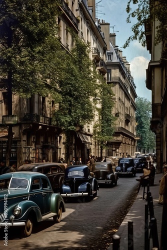 Historical recreation of Paris  in the 40s 50s, generative ai © FrankBoston