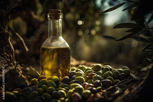 olive oil surrounded by oli...