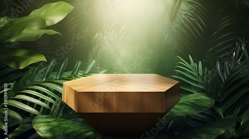 Modern geometric design oak wood  wooden table podium