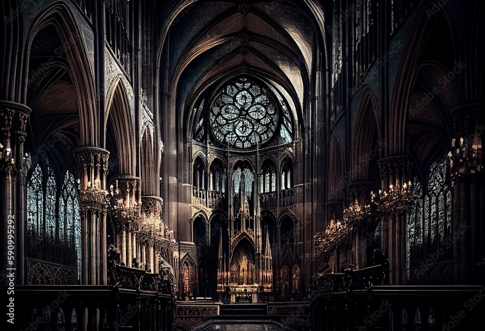 notre dame cathedral. Generative AI