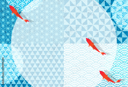 金魚　和柄　暑中見舞い　背景