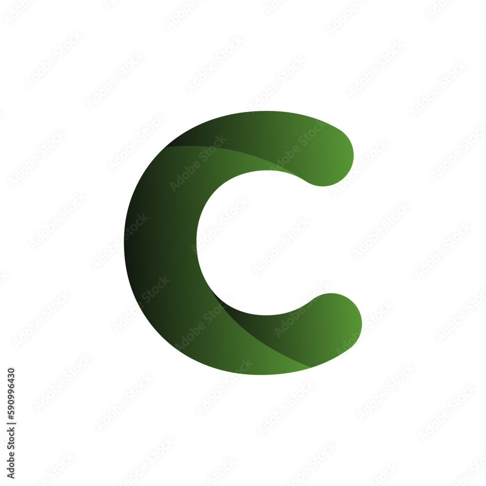 Rounded letter C in green gradient. Vector illustration Rounded letter C in green gradient. Vector illustration