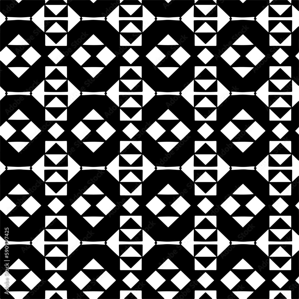 Vector geometric ornament in ethnic style. Seamless pattern with abstract shapes. Black and white geometric wallpaper. Repeating pattern for decor, textile and fabric.Abstraction art. Vector geometric ornament in ethnic style. Seamless pattern with abstract shapes. Black and white geometric wallpaper. Repeating pattern for decor, textile and fabric.Abstraction art.