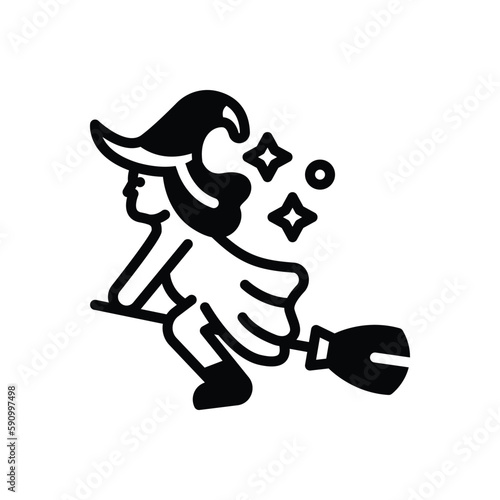 Black solid icon for witch 