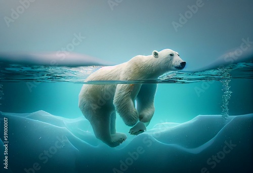  Melting Arctic  Polar Bear Stranded on Ice Floe  Generative AI