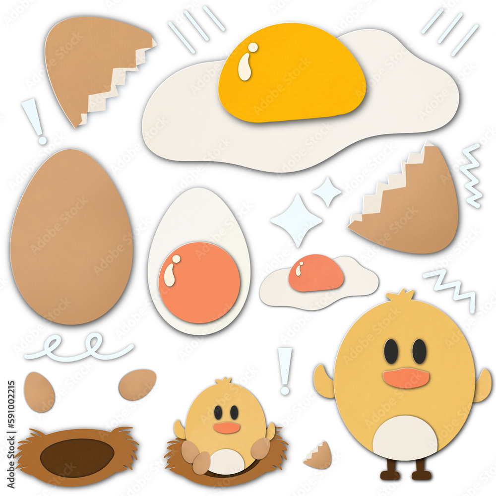Set paper cuts cute cartoon of egg hand drawn design for collection artwork website card template background banner poster flyer book decoration Set paper cuts cute cartoon of egg hand drawn design for collection artwork website card template background banner poster flyer book decoration