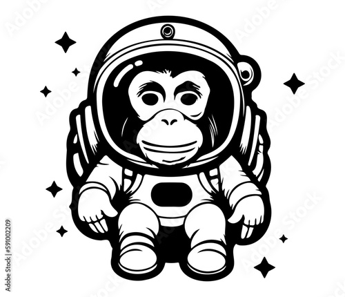 Monkey wearing an astronaut suit, monkey astronaut wear spacesuit and helmet.