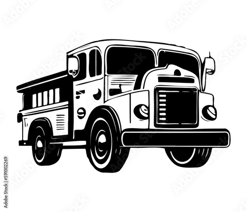 Fire engine icon vector. Fire truck illustration sign. Fire Department symbol or logo.