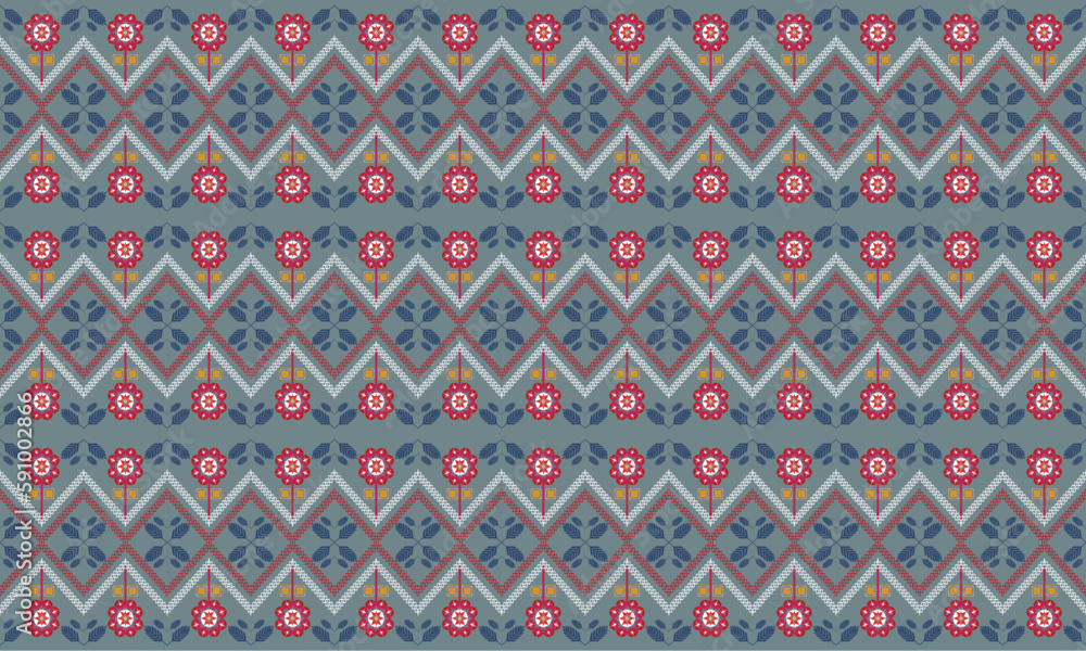 Ikat ethnic vector abstract beautiful art. Ikat seamless pattern for background,fabric,wrapping,clothing,wallpaper,Batik,carpet,embroidery style