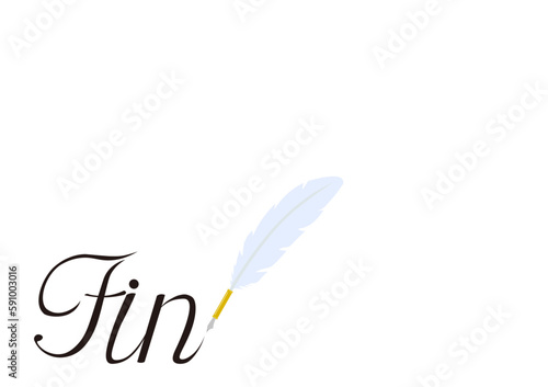 羽根ペンでFinの文字を書いて終わる